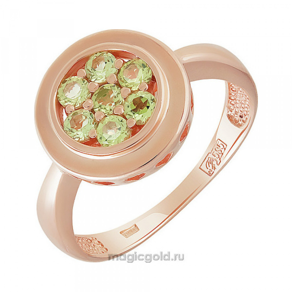 Золотое кольцо с хризолитом № 141331