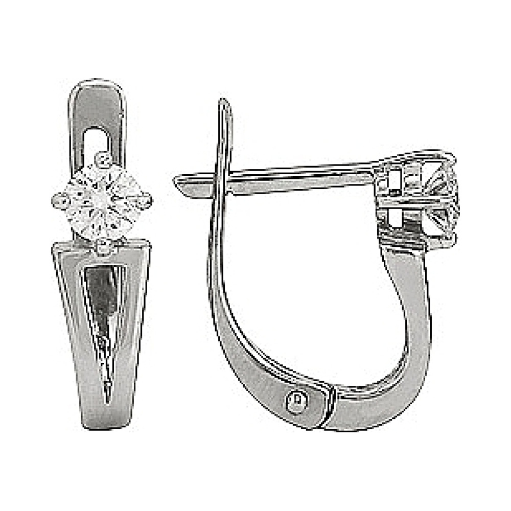 Золотые серьги с бриллиантом № 80304