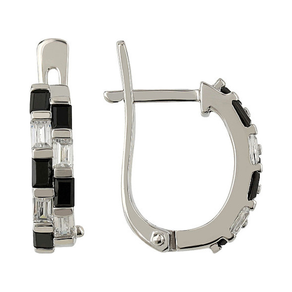 Серебряные серьги с фианитом № 107150