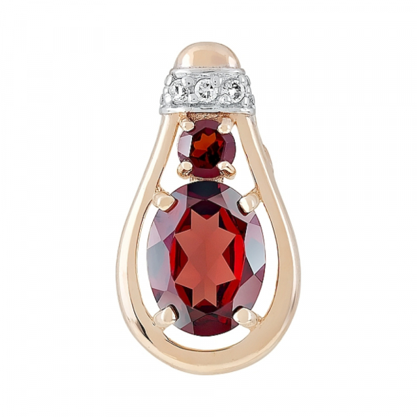 Золотая подвеска с гранатом и фианитом № 120776