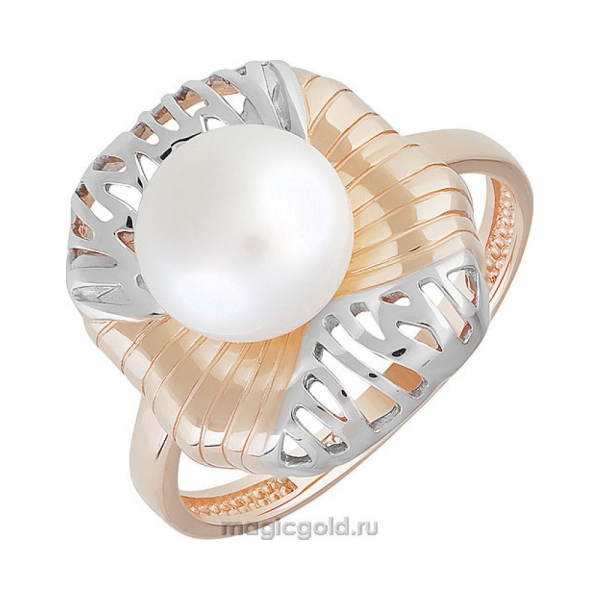 Золотое кольцо с жемчугом  № 151369
