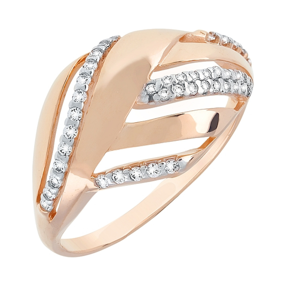 Золотое кольцо с фианитами № 114174