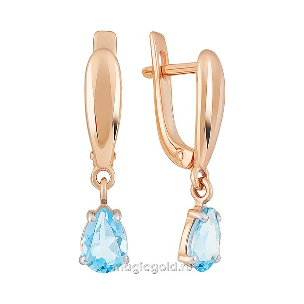 Золотые серьги с топазом № 164182