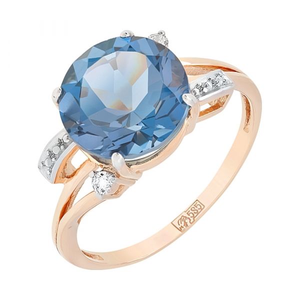 Золотое кольцо с топазом и фианитом № 111764