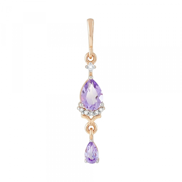 Золотая подвеска с аметистом и фианитом № 119457