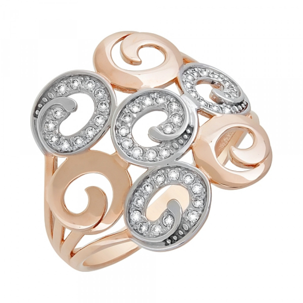 Золотое кольцо с фианитом № 103508