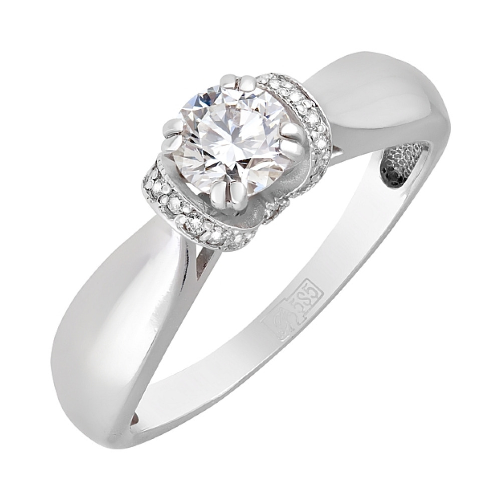 Золотое кольцо с бриллиантом № 122384