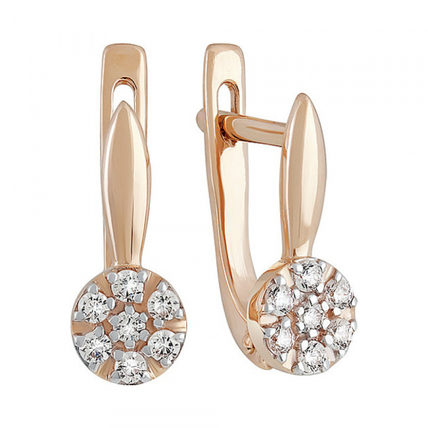 Золотые серьги с фианитом № 134746