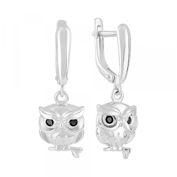 Серебряные серьги с фианитом № 128670