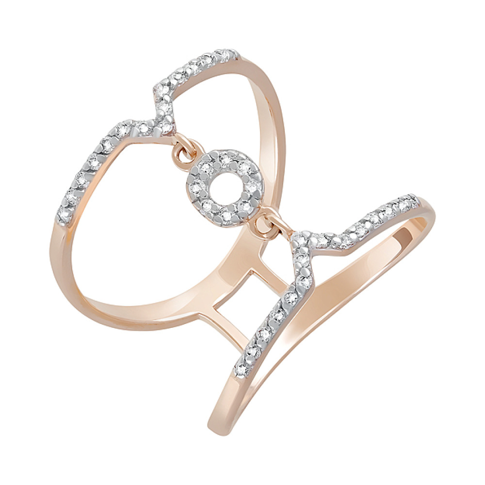 Золотое кольцо с фианитами № 122308