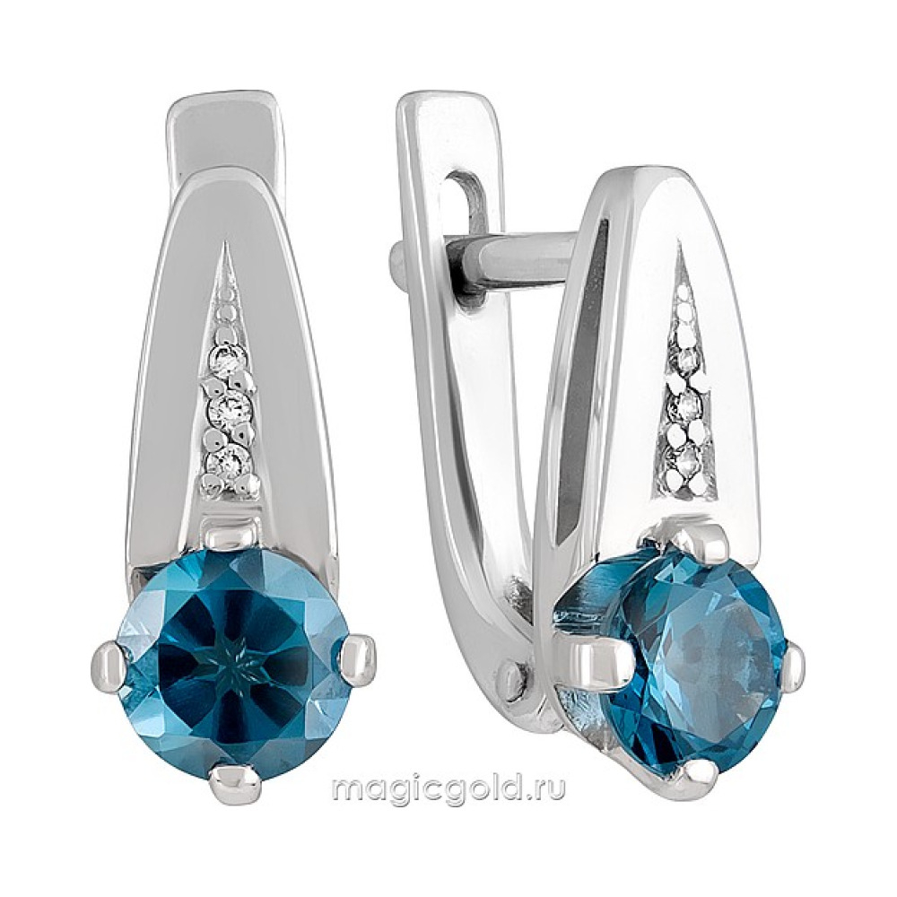 Золотые серьги с топазом и фианитом № 138554