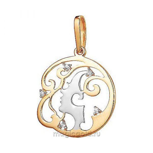 Золотая подвеска с фианитом № 172305