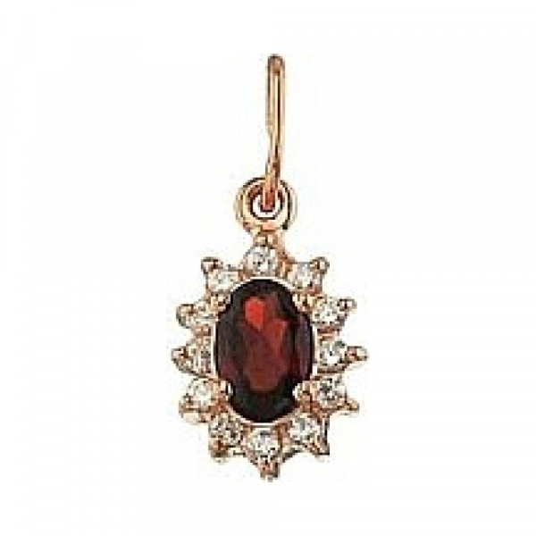 Золотая подвеска с рубином и фианитом № 26209