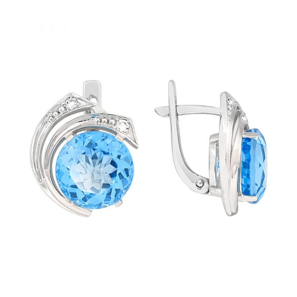 Золотые серьги с топазом и фианитом № 97014