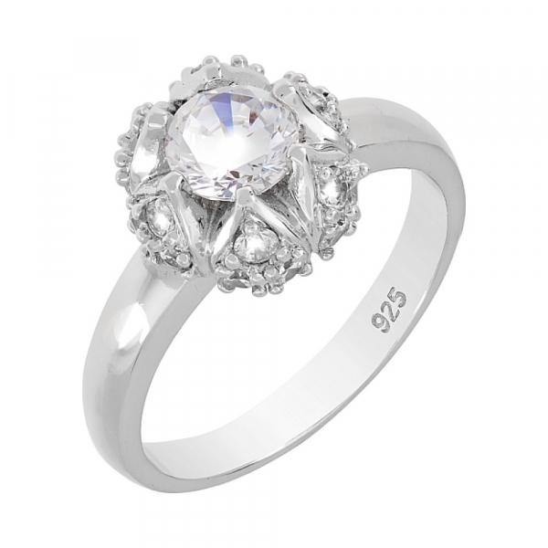 Серебряное кольцо с фианитом № 100885