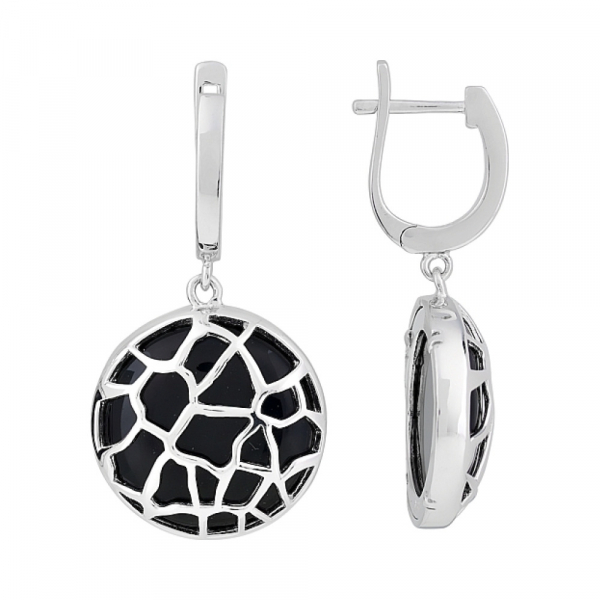 Серебряные серьги с агатом № 108535