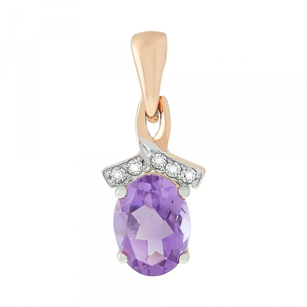 Золотая подвеска с аметистом и фианитом № 109894