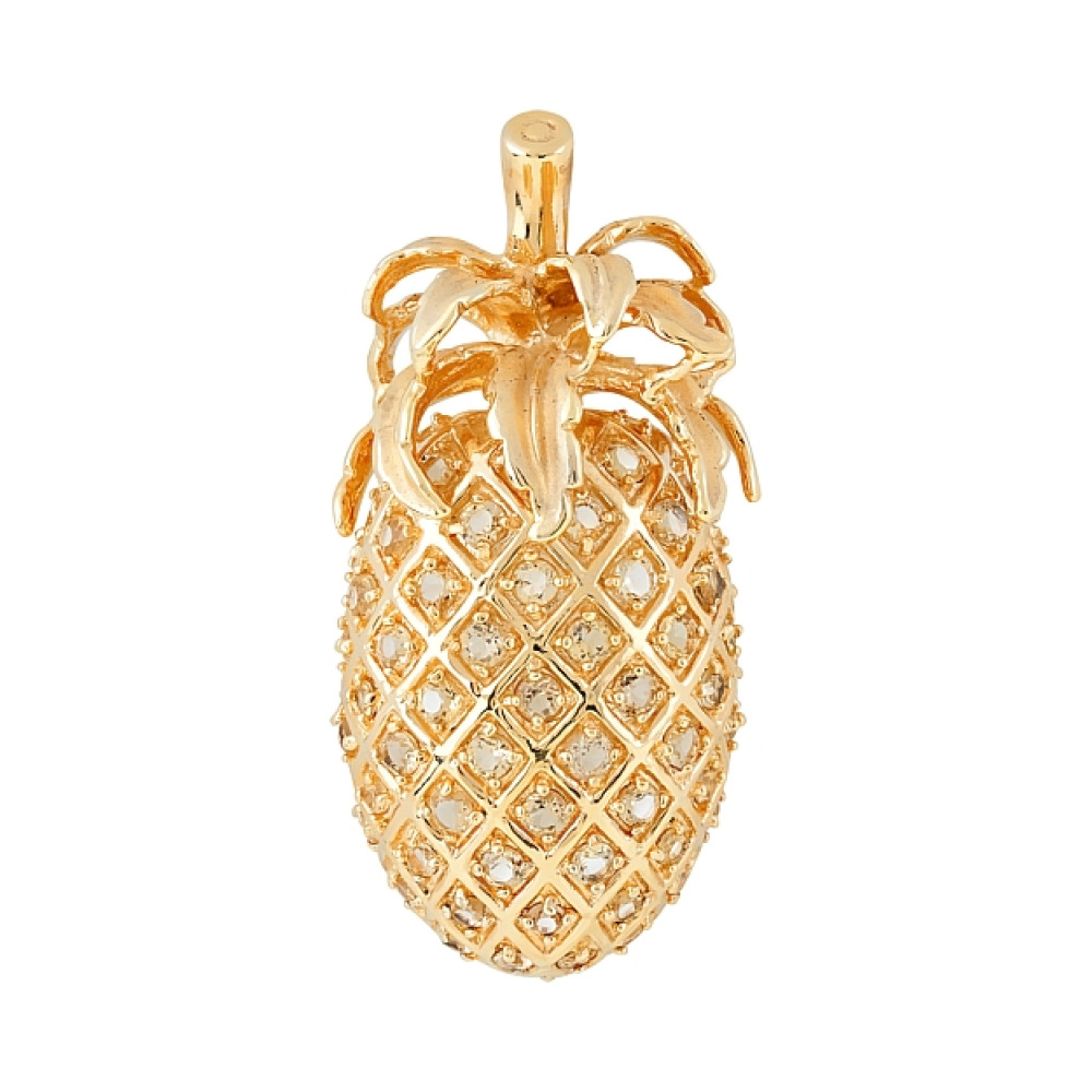 Серебряная подвеска с цитрином и золотым покрытием № 30766