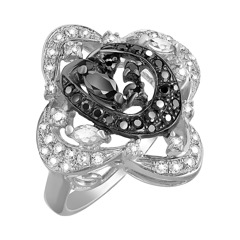 Серебряное кольцо с фианитом № 83569