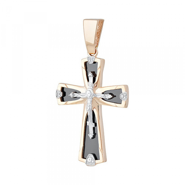 Крест литой с накладкой б/з и фианитом № 134974