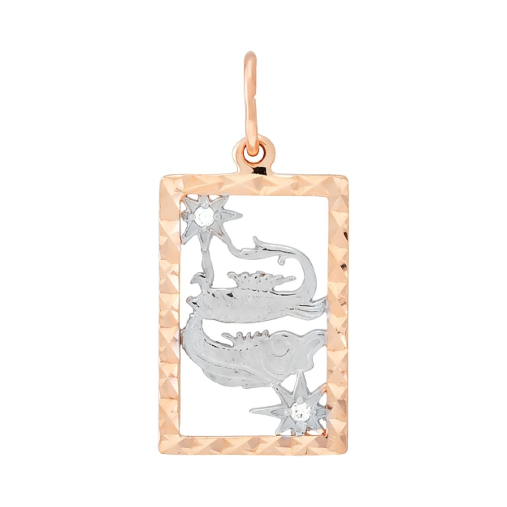 Золотая подвеска с алмазкой и фианитом № 106768