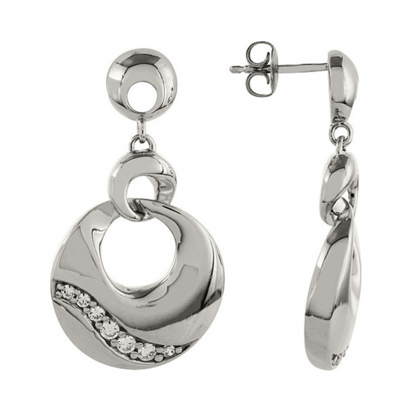 Серебряные серьги с фианитом № 82861