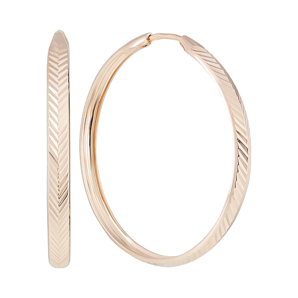 Золотые серьги конго с алмазной гранью № 129725