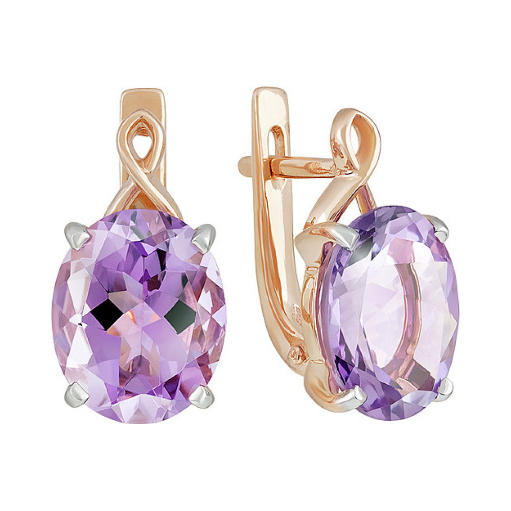 Золотые серьги с аметистом № 135141