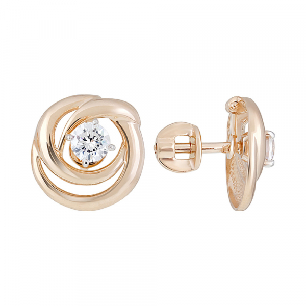 Золотые серьги с фианитом № 129103