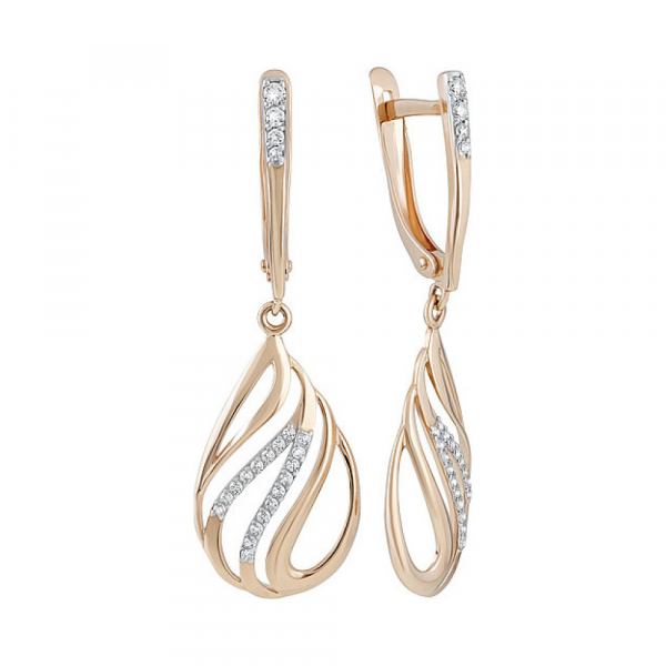 Золотые серьги с фианитом № 135347