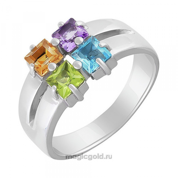 Серебряное кольцо с полудрагоценными вставками  № 138035