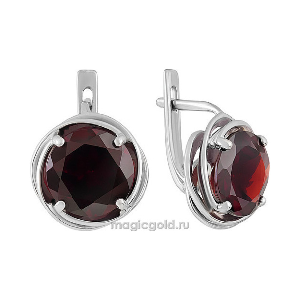 Серебряные серьги с гранатом № 140151