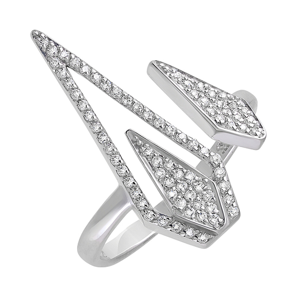 Серебряное кольцо с фианитом № 128047