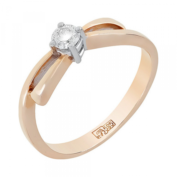 Золотое кольцо с бриллиантом № 30154