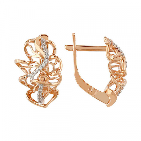 Золотые серьги с фианитом № 107580