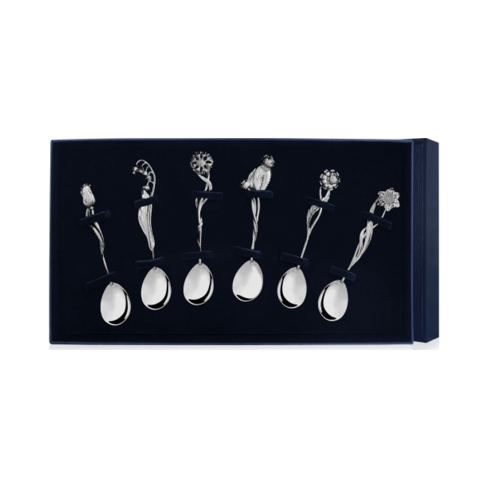 Набор серебряных чайных ложек «Цветы России»