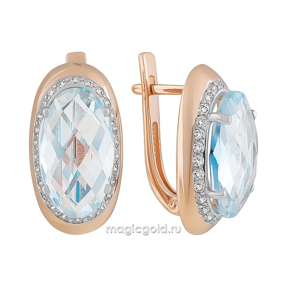 Золотые серьги с топазом и фианитом № 162921
