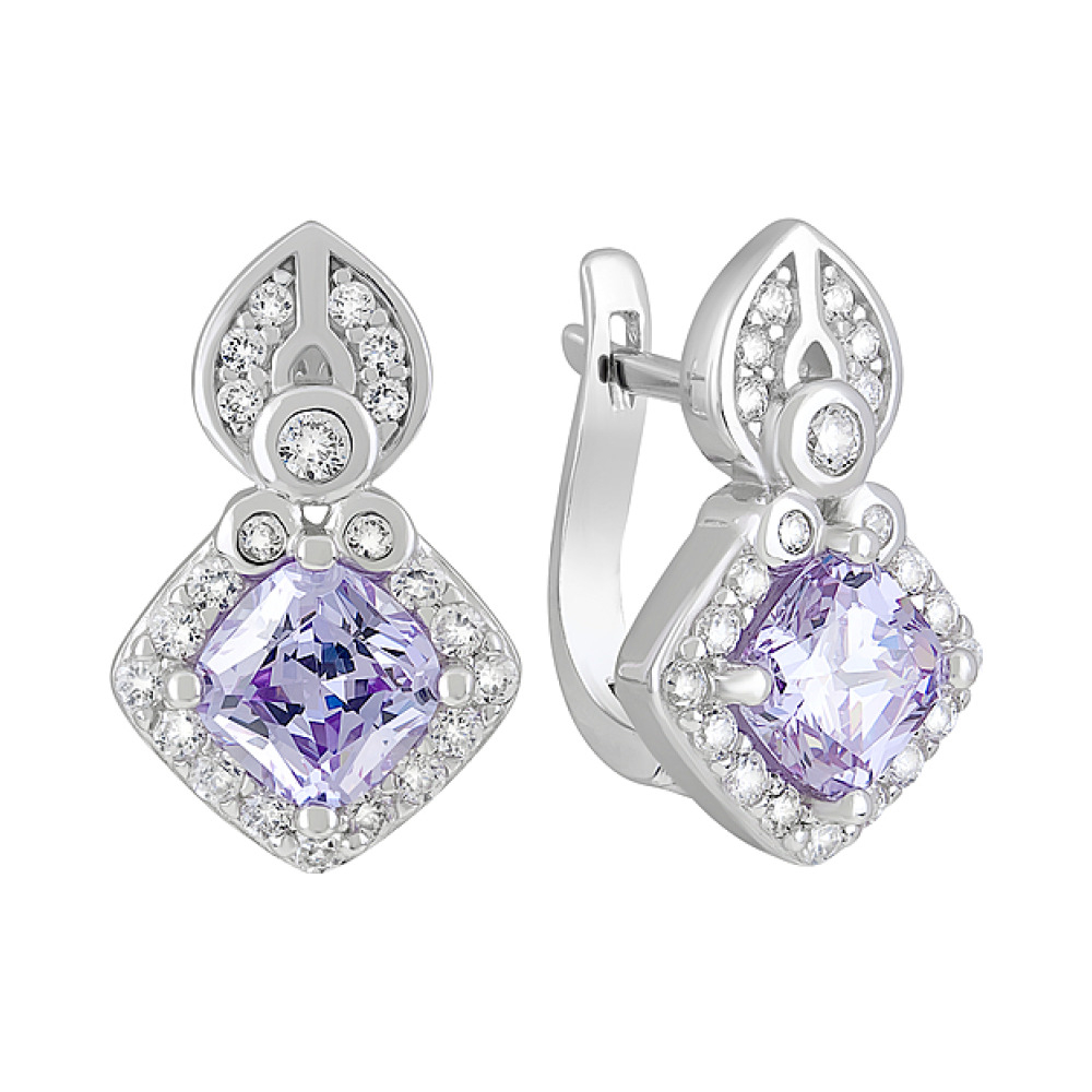 Серебряные серьги с фианитами № 127758