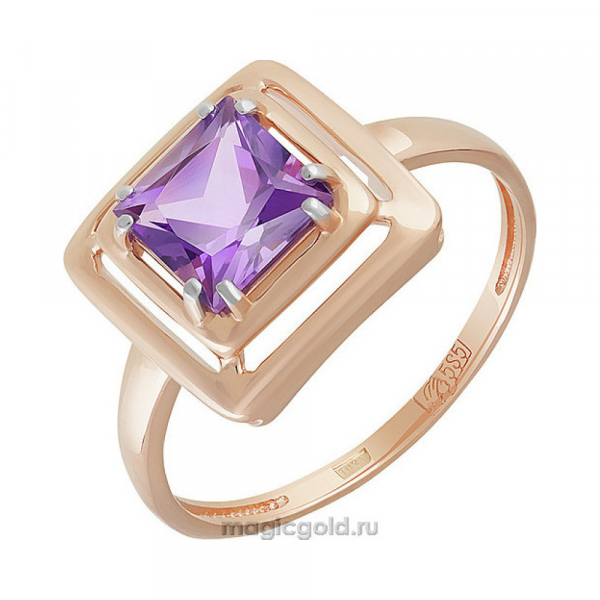 Золотое кольцо с аметистом № 160537