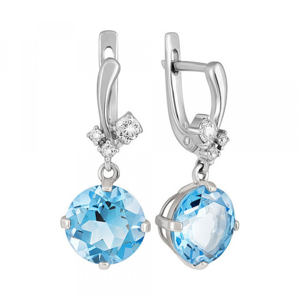 Серебряные серьги с топазом и фианитом № 134252