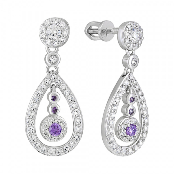 Серебряные серьги с фианитами № 127768