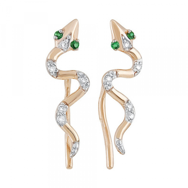 Золотые серьги с фианитом № 133467