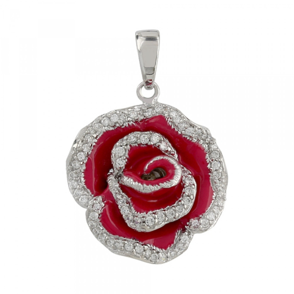 Серебряная подвеска с фианитом и эмалью № 106210