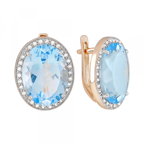 Золотые серьги с топазом и фианитом № 122010