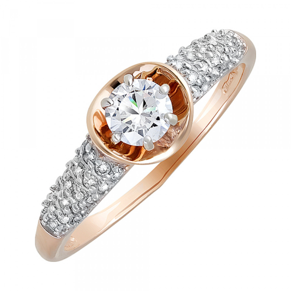 Золотое кольцо с фианитами № 132010