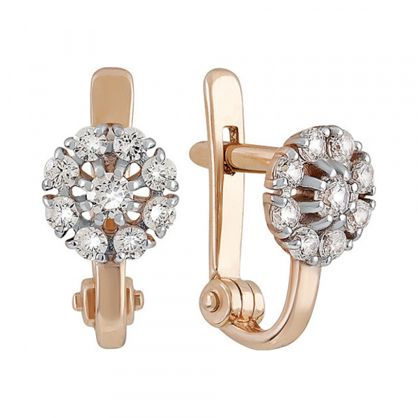 Золотые серьги с фианитом № 134335