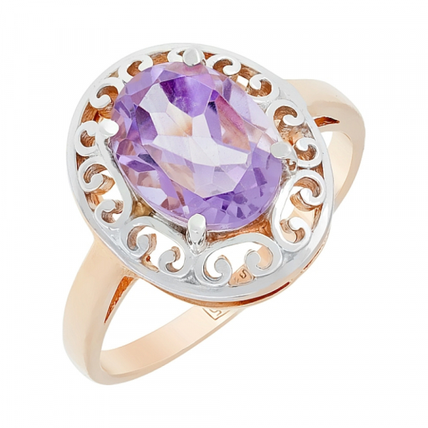 Золотое кольцо с аметистом № 52002