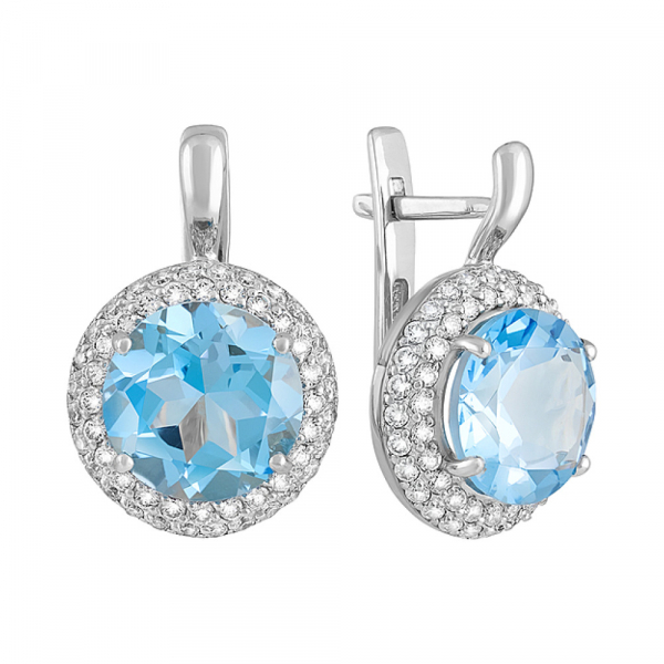 Золотые серьги с топазом и фианитом № 128502