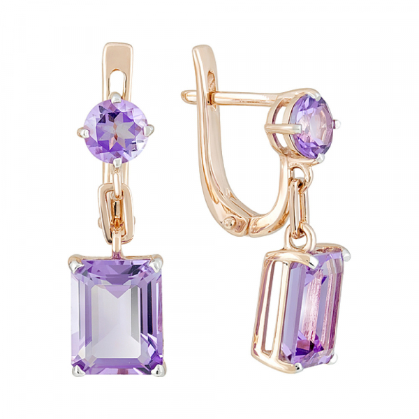 Золотые серьги с аметистом № 126580