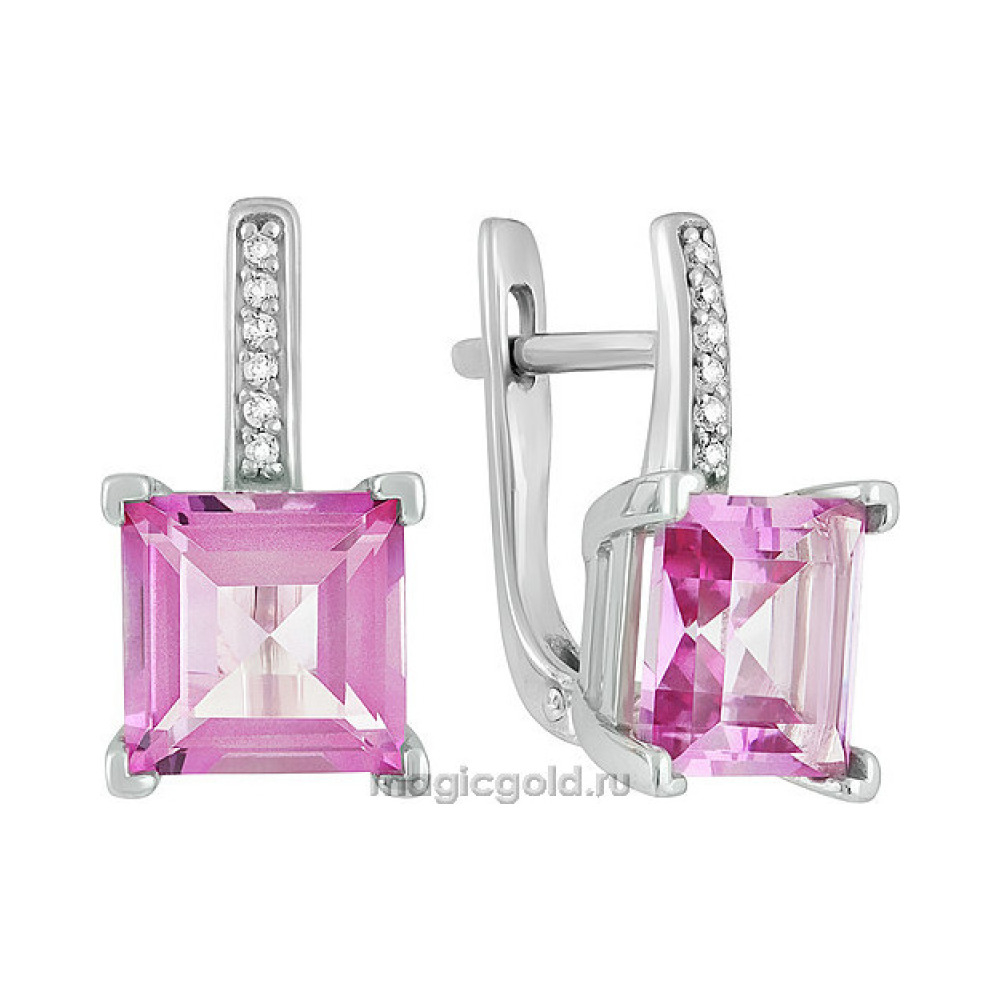 Серебряные серьги с топазом и фианитом № 134057